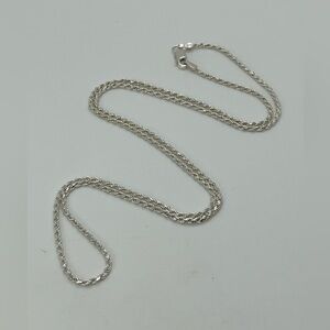 Vtg 925 Sterling Silver Classic Twisted Rope Chain Necklace  | 22” L | 2mm W